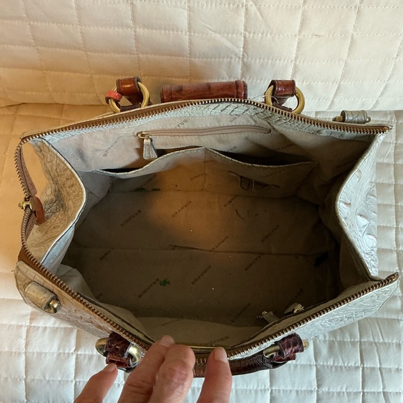 Brahmin Silver and Brown Crocodile Embossed Women's Bag - Picture 3 of 5